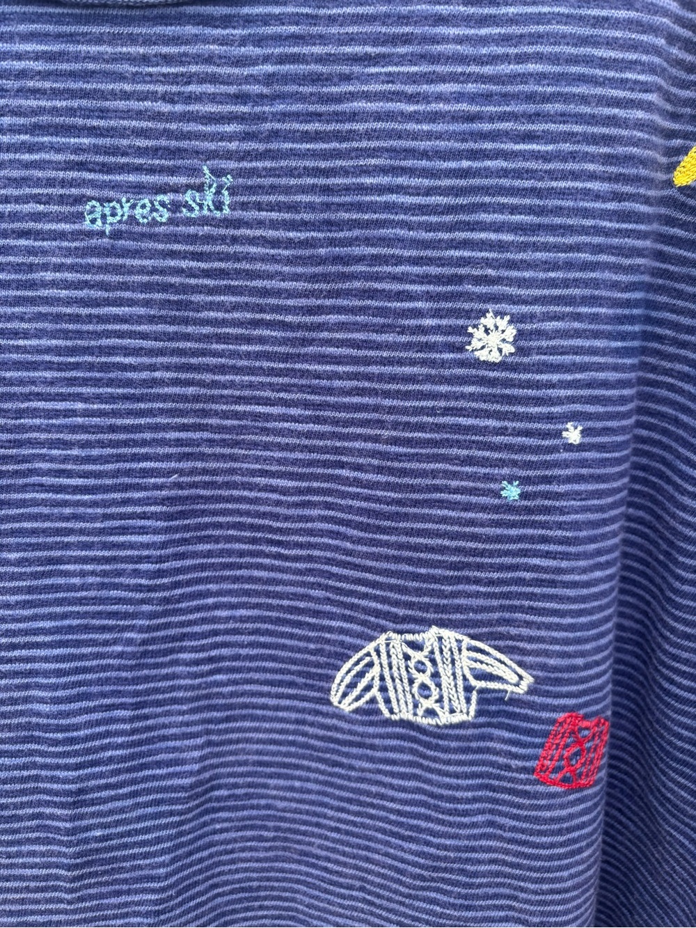 NWT! Free People We The Free Striped Embroidered Ski Camp Oversized Tee~ L - Picture 4 of 7